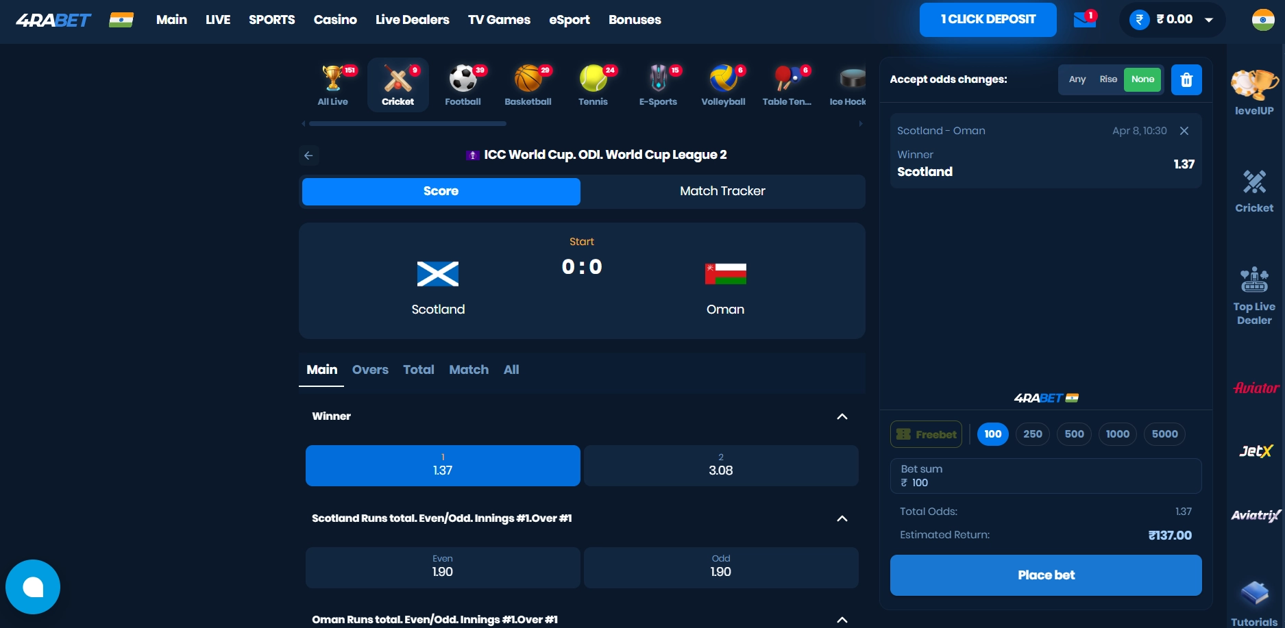 4Rabet Login odds – competitive decimal rates