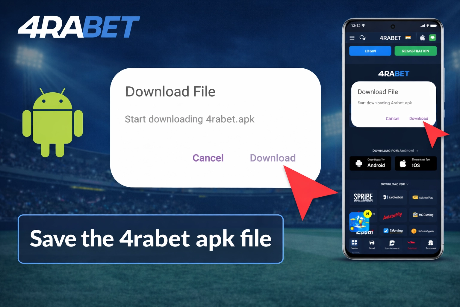 4rabet App Download APK for Android – step 4 save file